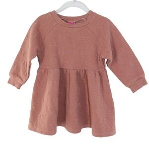 Disney Junior Minnie Mouse Bow‎ Embossed Quilted Dress 2T Pink Raglan Sleeve